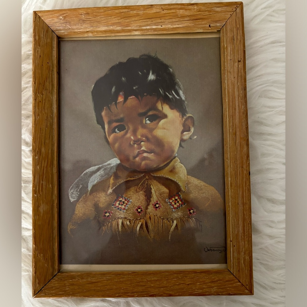 DOROTHY OXBOROUGH "Crying Boy" Framed Print from 1960 Print is  5" x 7" Signed